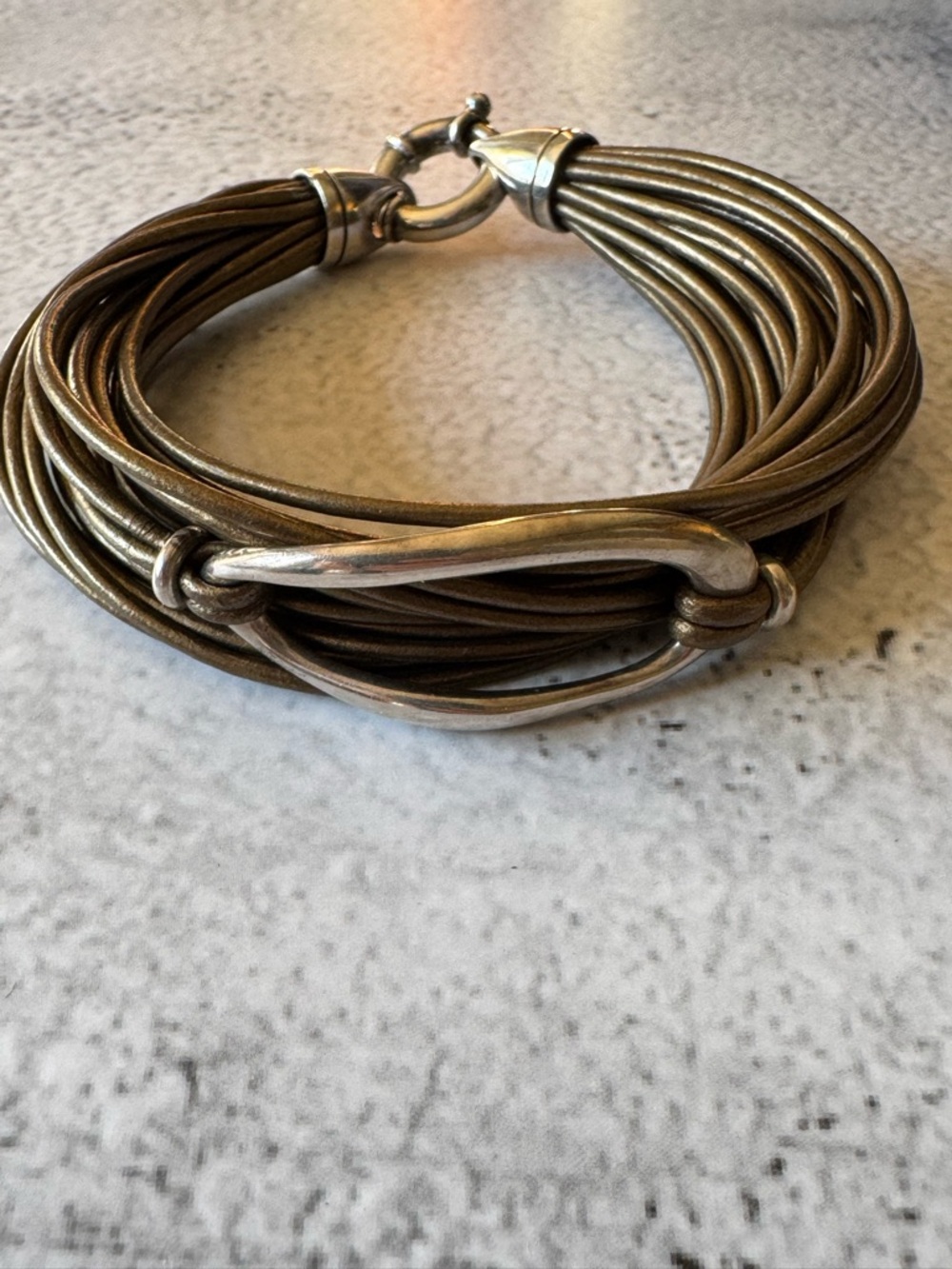 Somers Randolph Sterling Silver and Brown Leather Bracelet